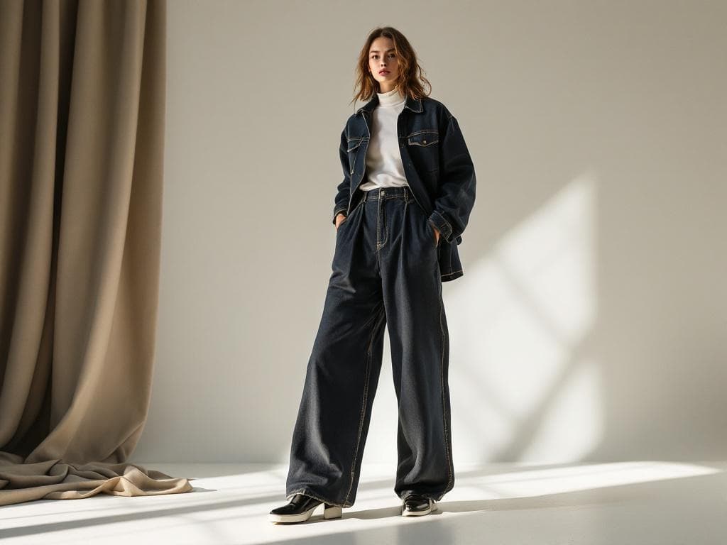 Denim Wide-Leg Trousers - After